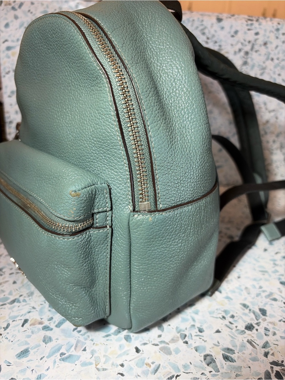 Coach Mini Charlie Backpack Pebbled Leather Seafoam Green F38263 - Picture 5 of 8